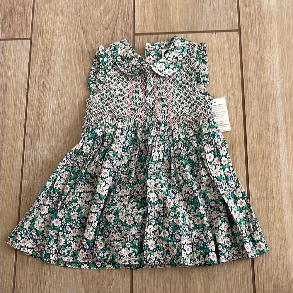 Floral Green Collared children’s Dress, size 9-12 month